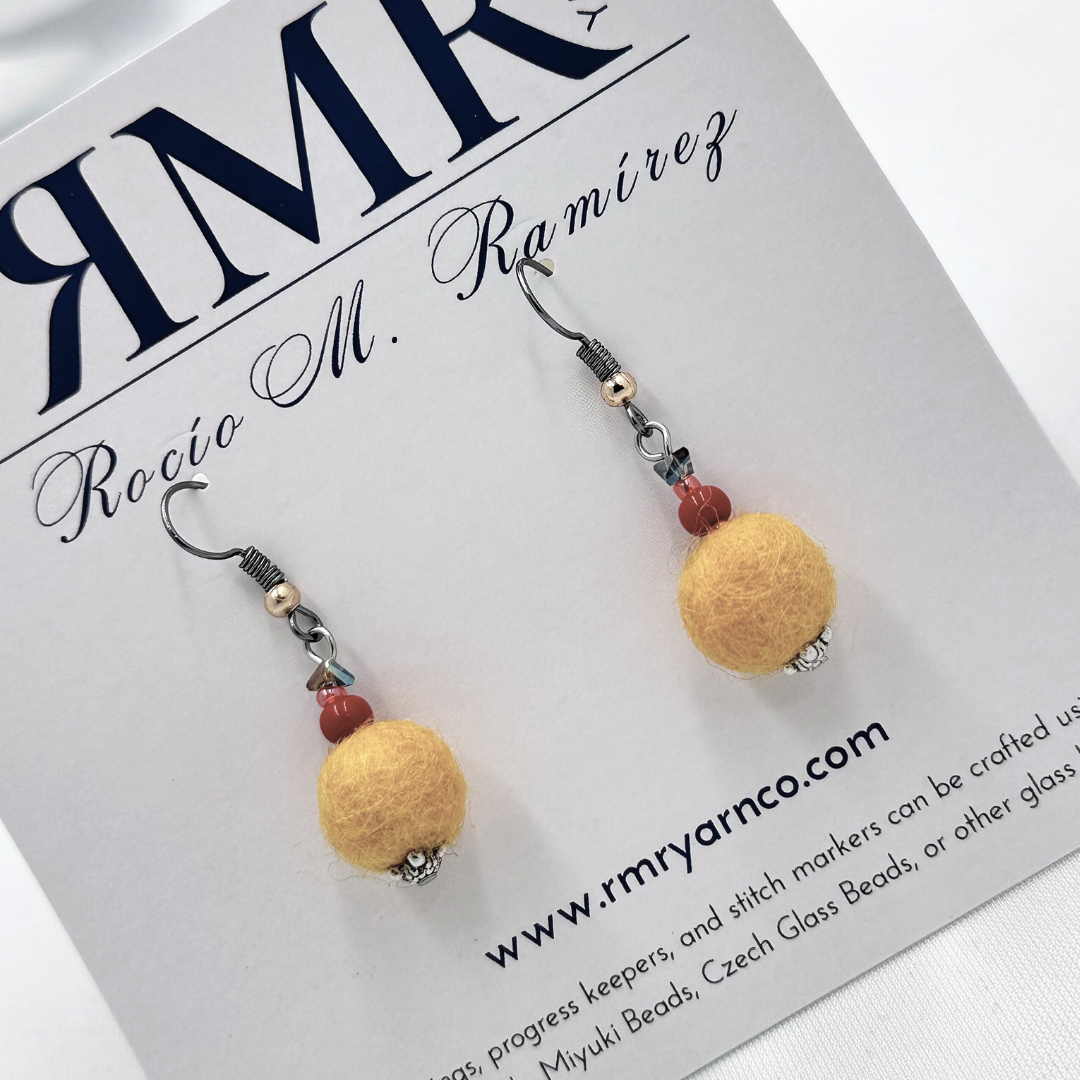 Felted Earrings - Yellow