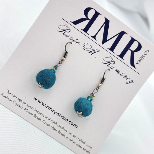 Felted Earrings - Teal