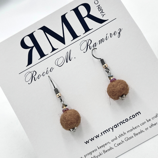 Felted Earrings - Light Brown