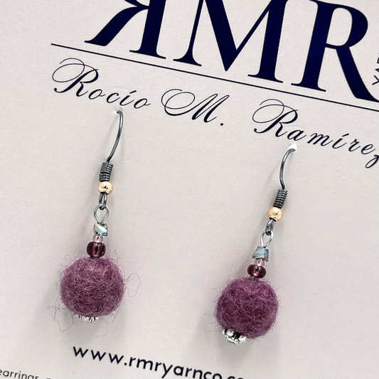 Felted Earrings - Mauve
