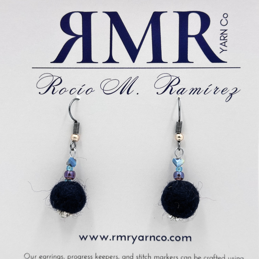 Felted Earrings - Dark Navy