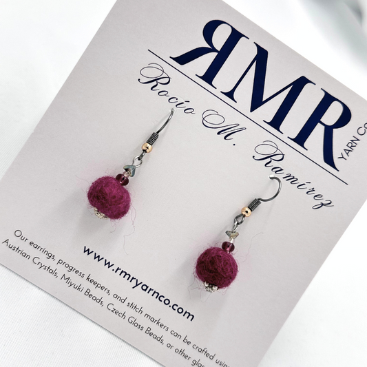 Felted Earrings - Dark Mauve
